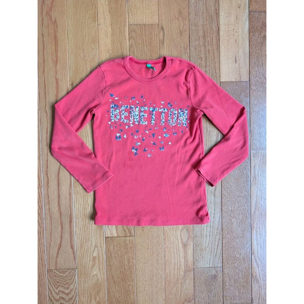 United Colors Of Benetton Kids Unisex Longsleeve Logo Tee Pixel Size Small 6-7